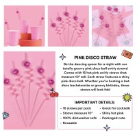 Xo Fetti Pink Disco Ball Reusable Swirly Straw Set 16 Pc Groovy Birthday Party Supplies Last Disco Bachelorette Decoration