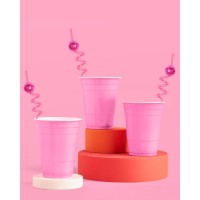 Xo Fetti Pink Disco Ball Reusable Swirly Straw Set 16 Pc Groovy Birthday Party Supplies Last Disco Bachelorette Decoration