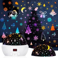 Christmas Night Light Projector Indoor, Star & Snowflake Projector Night Light For Kids Bedroom, 360 Degree Rotating Santa Claus Night Lamp With Timer For Baby Nursery, Xmas Gifts For Boys Girls