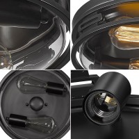 Darkaway 12Inch Ceiling Light Fixtures Flush Mount Indoor Outdoor Ceiling Light With Clear Glass Shade For Hallway Kitchen Bedroom Porch Living Room Dining Room 2-Light E26 Black Finish