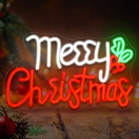 Ineonlife Merry Christmas Neon Signs, Merry Christmas Led Light Bar Sign For Holiday Party Home Bar Decoration, Usb Powerd Christmas Neon Light For Wall Decor Festival Celebration (16.5