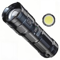 Rechargeable Flashlight, 12000 Lumens, Super Bright Led Torch With Cob Work Light, High Power, Powerful Handheld Flashlights For Emergencies, Camping, Hiking (Black)