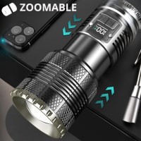 Rechargeable Flashlight, 12000 Lumens, Super Bright Led Torch With Cob Work Light, High Power, Powerful Handheld Flashlights For Emergencies, Camping, Hiking (Black)