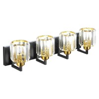 Wilon Bathroom Lights Over Mirror Modern Crystal 4 Light Vanity Light Black Gold Bathroom Light Vanity Fixtures Crystal Bathroo