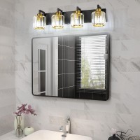 Wilon Bathroom Lights Over Mirror Modern Crystal 4 Light Vanity Light Black Gold Bathroom Light Vanity Fixtures Crystal Bathroo