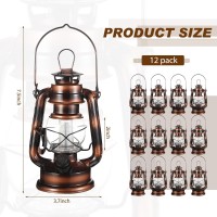 12 Pieces 8 Inch Vintage Led Hurricane Lantern 12 Warm Leds And Dimmer Switch Battery Operated Metal Lantern Decorative Hanging