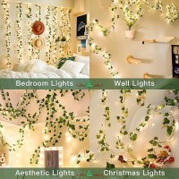 Suddus Vine With Fairy Lights Battery Operated 33Ft 100 Led Ivy String Lights With Remote Leaf Lights For Bedroom Room Wall