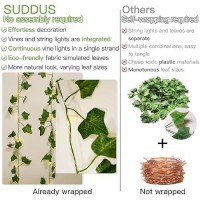 Suddus Vine With Fairy Lights Battery Operated 33Ft 100 Led Ivy String Lights With Remote Leaf Lights For Bedroom Room Wall