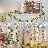 Suddus Vine With Fairy Lights Plug In 33Ft 100 Led Pothos String Lights Connectable With Remote Leaf Lights For Bedroom Room