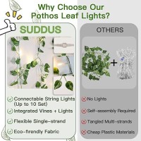 Suddus Vine With Fairy Lights Plug In 33Ft 100 Led Pothos String Lights Connectable With Remote Leaf Lights For Bedroom Room