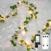 Suddus Vine With Fairy Lights Plug In 33Ft 100 Led Pothos String Lights Connectable With Remote Leaf Lights For Bedroom Room