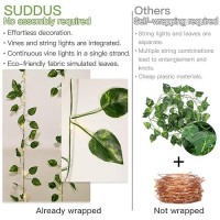 Suddus Vine With Fairy Lights Battery Operated 33Ft100 Led Pothos String Lights With Remote Leaf Lights For Bedroom Room Wal