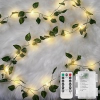 Suddus Vine With Fairy Lights Battery Operated 33Ft100 Led Pothos String Lights With Remote Leaf Lights For Bedroom Room Wal