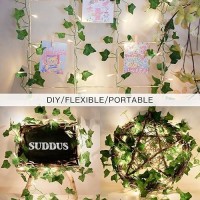 Suddus Vine With Fairy Lights Plug In 33Ft 100 Led Ivy String Lights Connectable With Remote Leaf Lights For Bedroom Room Wa