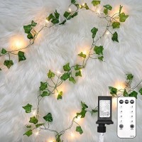 Suddus Vine With Fairy Lights Plug In 33Ft 100 Led Ivy String Lights Connectable With Remote Leaf Lights For Bedroom Room Wa