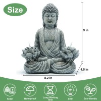 Reyiso Meditating Buddha Statue For Home Decor And Garden Decor - Zen Garden Statues With Solar Lotus Lights, Buddha Decor Outdoor Statues Yoga Meditation Gifts Ideas For Women, Mom