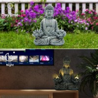 Reyiso Meditating Buddha Statue For Home Decor And Garden Decor - Zen Garden Statues With Solar Lotus Lights, Buddha Decor Outdoor Statues Yoga Meditation Gifts Ideas For Women, Mom