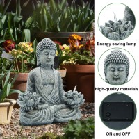 Reyiso Meditating Buddha Statue For Home Decor And Garden Decor - Zen Garden Statues With Solar Lotus Lights, Buddha Decor Outdoor Statues Yoga Meditation Gifts Ideas For Women, Mom