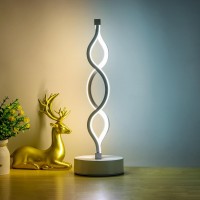 Edier Dimmable Touch Control Table Lamp Spiral Modern Bedside Lamp With 3 Colors Of Led Lights Small Black Decorative Lamp F