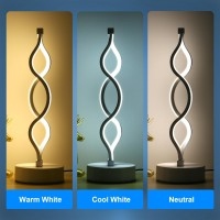 Edier Dimmable Touch Control Table Lamp Spiral Modern Bedside Lamp With 3 Colors Of Led Lights Small Black Decorative Lamp F