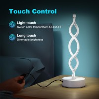 Edier Dimmable Touch Control Table Lamp Spiral Modern Bedside Lamp With 3 Colors Of Led Lights Small Black Decorative Lamp F