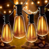 Hslyt Outdoor String Lights 50Ft Led Patio Lights With 27 Shatterproof St38 Vintage Edison Bulbs Waterproof Outside Connectable