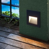 Kinlams Outdoor Stair Light Stair Pedal Wall Lamp Waterproof Stair Light Landscape Garden Garden Light Indoor And Outdoor Floor Mount Corner Lighting Integrated Foot Lamp (Black)