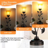 Touch Table Lamp Bedside Lamp Nightstand Lamp With Usb Charging Ports For Living Room 3 Way Dimmable Traditional Leaf Lamp Ret