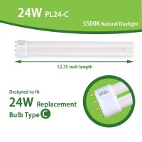 Pl24-C 24W Replacement For Ottlite B24553 T40J34 Fluorescent Light Bulb,24W Fluorescent Light Bulbs Tpye C,5500K Bright Natural Daylight,2G11 Base,2 Pack