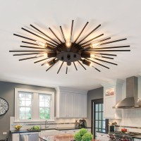 Zglaojt Semi Flush Mount 8 Light Ceiling Light Modern Metal Ceiling Lighting Black Light Fixture For Farmhouse Kitchen Dining Ro