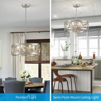 Xingqi 6Light Modern Chandelier Brushed Nickel Farmhouse Dining Room Chandeliers 217 Drum Pendant Light Fixture Height Adju