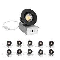 Zyc Black Recessed Gimbal Light 10 Pack 3 Inch Recessed Led Lights Canless Led Recessed Light 3 Inch 8 W 850Lm Dimmable 5 Cct