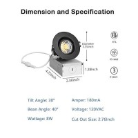 Zyc Black Recessed Gimbal Light 10 Pack 3 Inch Recessed Led Lights Canless Led Recessed Light 3 Inch 8 W 850Lm Dimmable 5 Cct