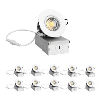 Zyc 3Inch Recessed Gimbal Light 10 Pack 3 White Round Led Spotlight Recessed For Ceiling 8 Watts Dimmable 5 Colors2700K5000