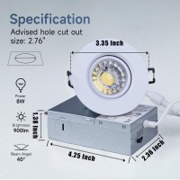 Zyc 3Inch Recessed Gimbal Light 10 Pack 3 White Round Led Spotlight Recessed For Ceiling 8 Watts Dimmable 5 Colors2700K5000