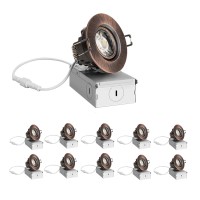 Zyc 3Inch Gimbal Recessed Light 3 Inch 10 Pack Bronze Round Gimbal Light Led Downlight Gimbal 900 Lumens 8 Watts Dimmable