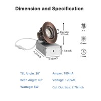 Zyc 3Inch Gimbal Recessed Light 3 Inch 10 Pack Bronze Round Gimbal Light Led Downlight Gimbal 900 Lumens 8 Watts Dimmable