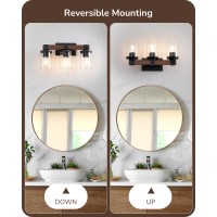 Edishine Farmhouse Vanity Lights For Bathroom, 3-Light Bathroom Vanity Light Fixtures Over Mirror, Painted Wood Vintage Bath Wall Sconces Lamp With Bubble Glass Shade For Bathroom, Powder Room