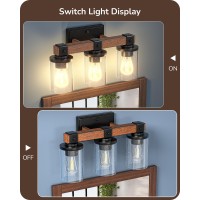 Edishine Farmhouse Vanity Lights For Bathroom, 3-Light Bathroom Vanity Light Fixtures Over Mirror, Painted Wood Vintage Bath Wall Sconces Lamp With Bubble Glass Shade For Bathroom, Powder Room