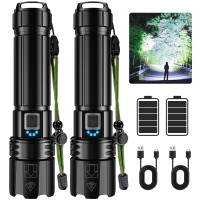 Gohoman Flashlights High Lumen Rechargeable, 250,000 Lumens Super Bright Led Flashlight, High Powered Flash Light With 5000 Mah Capacity, Waterproof Handheld Flashlight For Camping Hiking(2 Pack)