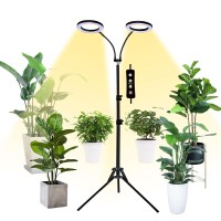 Grow Light With Stand Yadoker Dualhead Led Plant Light For Indoor Plants Full Spectrum Grow Lamp 81216H Timer 10 Dimmable