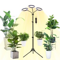 Yadoker Trihead Led Plant Light Full Spectrum Grow Lamp 81216H Timer 10 Dimmable Levels 7 Switch Modes Adjustable Tripod