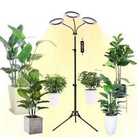 Yadoker Trihead Led Plant Light Full Spectrum Grow Lamp 81216H Timer 10 Dimmable Levels 7 Switch Modes Adjustable Tripod