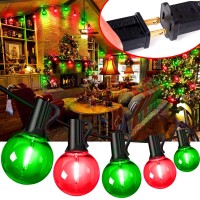 Knonew 100 Ft Led Christmas String Lights Outdoor, 50 Red And Green G40 Globe Bulbs Waterproof Shatterproof Hanging Light For Christmas Carnival Party Decoration