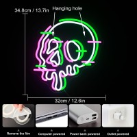 Wxyh Skull Head Neon Sign Halloween Melting Skeleton Skull Led Sign 10 Dimmable Neon Signs For Wall Decor Halloween Theme Sk