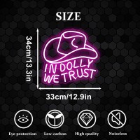 In Dolly We Trust Neon Sign Pink Cowgirl Hat Led Signs Country Retro Style Western Wall Art Neon Sign Usb Powered For Teen Be