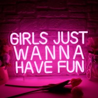 Girls Just Wanna Have Fun Neon Sign For Wall Decor Retro Style Pink Led Neon Signs Wedding Party Girl Neon Light Sign Usb Powe