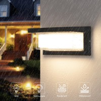 Biritalo Porch Lights 18W 3000K Exterior Light Fixtures Wall Mount Outdoor Wall Sconce Light Anti-Rust Ip65 Waterproof 1800Lm Black For Porch Garage Hallway Backyard