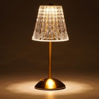 Nusogon Crystal Lamp,Cordless Table Lamp,Vintage Lamp,Portable Led Metal Beside Lamps For Bedroom Restaurant Outdoor(Gold)