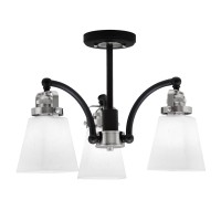 Easton 3 Light Semi-Flush Shown In Matte Black & Brushed Nickel Finish With 4.5